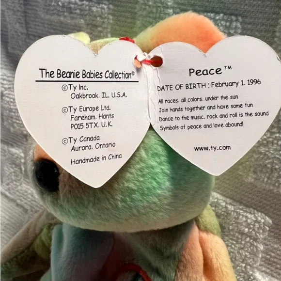 Rare TY Peace Beanie Baby Bear - 1996. Collectors item! - Picture 2 of 6
